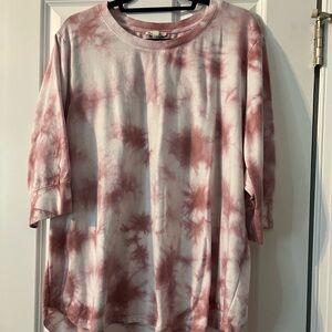 Tie-Dye Women's Top - Pink and White